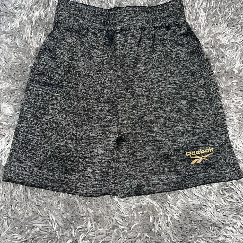 Reebok Gray Athletic Shorts with Gold Logo